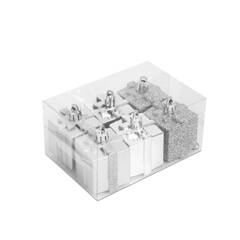 Karácsonyfadísz szett - ezüst ajándék - 4,5 cm - 6 db / szett - 58781B