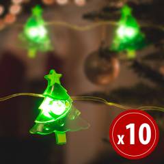 LED fényfüzér - karácsonyfa - 10 LED - 1,2 méter - melegfehér - 2 x AA - 58922