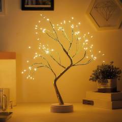 LED-es asztali fa dekoráció - melegfehér - érintőgombos, elemes - 58930
