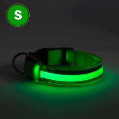 LED-es nyakörv - akkumulátoros - S méret - zöld - 60027D
