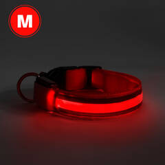 LED-es nyakörv - akkumulátoros - M méret - piros - 60028B