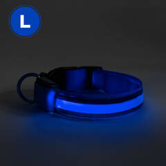 LED-es nyakörv - akkumulátoros - L méret - kék - 60029A