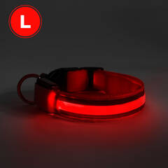 LED-es nyakörv - akkumulátoros - L méret - piros - 60029B