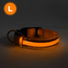 LED-es nyakörv - akkumulátoros - L méret - narancs - 60029C
