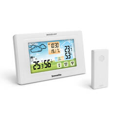 Digitális hőmérő és ébresztőóra - kültéri / beltéri - USB-s, elemes - fehér - BW2070