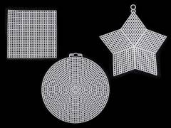 Hímzőháló műanyag kanava karika, csillag, négyzet alakúak