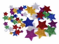 Öntapadós dekorgumi moosgummi glitteres csillagok - mix méretek
