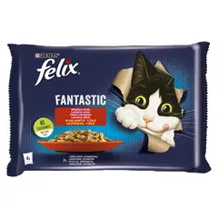 Állateledel alutasakos FELIX Fantastic macskáknak nyúl-bárány válogatás aszpikban 4x85g