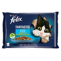 Állateledel alutasakos FELIX Fantastic macskáknak zöldséges halas válogatás aszpikban 4x85g