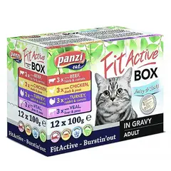 Állateledel alutasakos PANZI FitActive FitaBox macskáknak 12*100 g