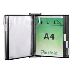 Bemutatótábla TARIFOLD A/4 álló fekete 10 db/szett + ajándék fali tartó