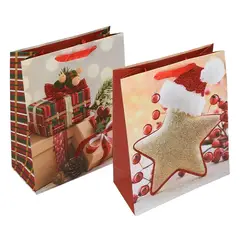Dísztasak CREATIVE Special Plus L 26x32x12 cm karácsonyi színes matt glitteres szalagfüles