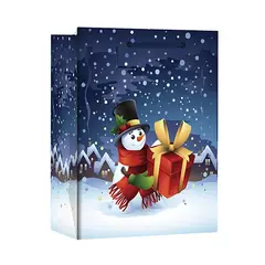 Dísztasak CREATIVE Special XXL 47x60x16 cm karácsonyi hóemberes színes fényes szalagfüles