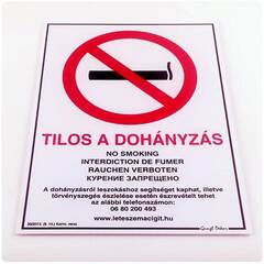 Piktogram Tilos a dohányzás! többnyelvű fehér új