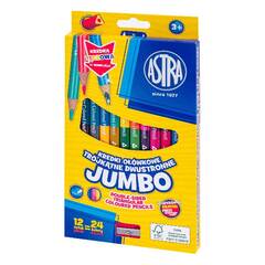 Színes ceruza ASTRA Jumbo hengeres duó kétvégű hegyezővel 12 darabos 24 színű