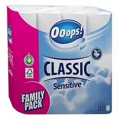 Toalettpapír OOOPS! Classic Sensitive 3 rétegű 32 tekercs