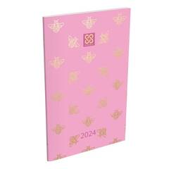 Zsebnaptár LIZZY CARD Cornell Pink Bee A/6 heti papírborítós 2024.