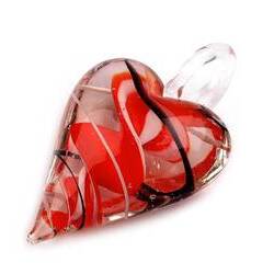Üveg medál szív alakú 30x45 mm / Ékszer