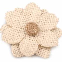 Textil aplikáció / felvarrható juta virág