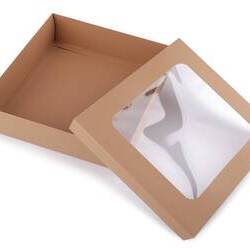 Papír doboz natural átlátszó fedéllel, ablakkal / Kartondoboz