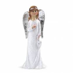 Angyal szobor / figura dekoráció Glitterrel / Csillámmal